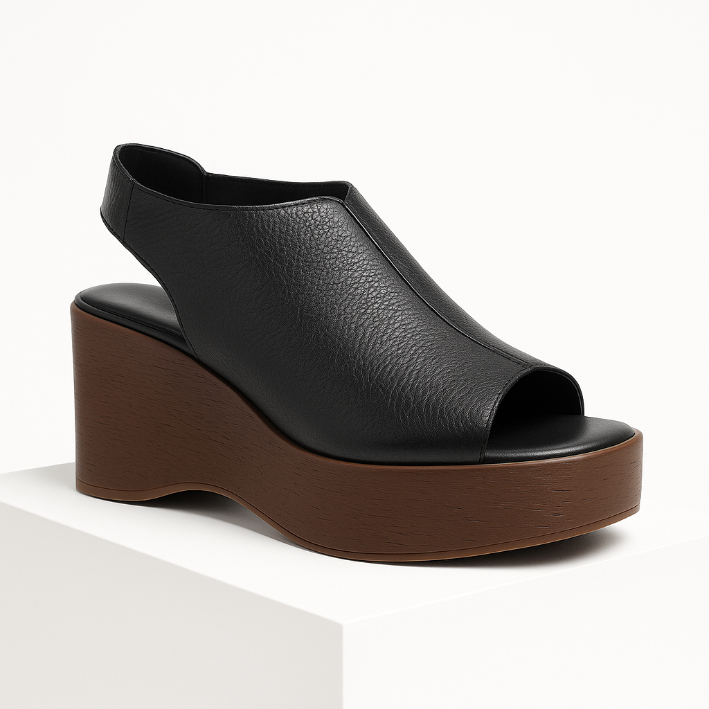 Sandália Black Leather Wooden - TS&CO