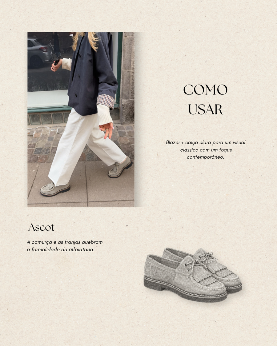 Ascot com blazer e calça clara
