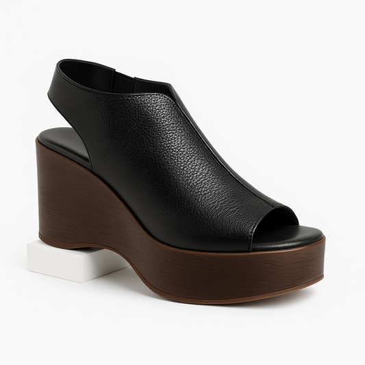 Sandália Black Leather Wooden - TS&CO