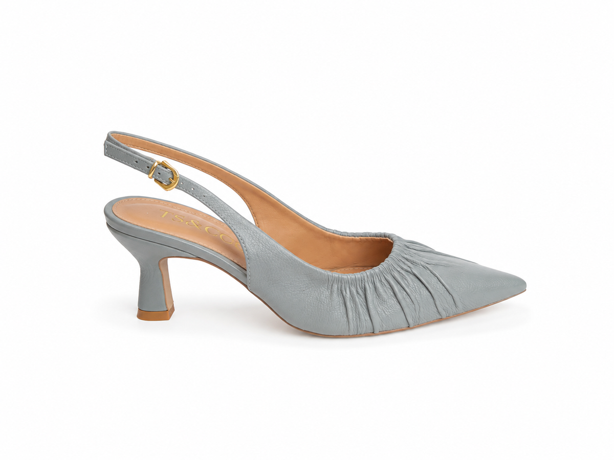 Slingback Anne TS&CO em couro cinza azulado